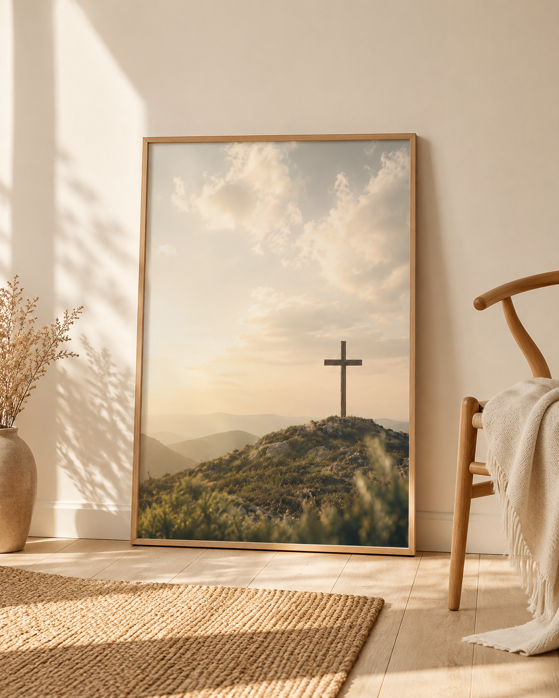 Kreuz auf dem Hügel – Christliche Wandkunst | Poster in Museumsqualität